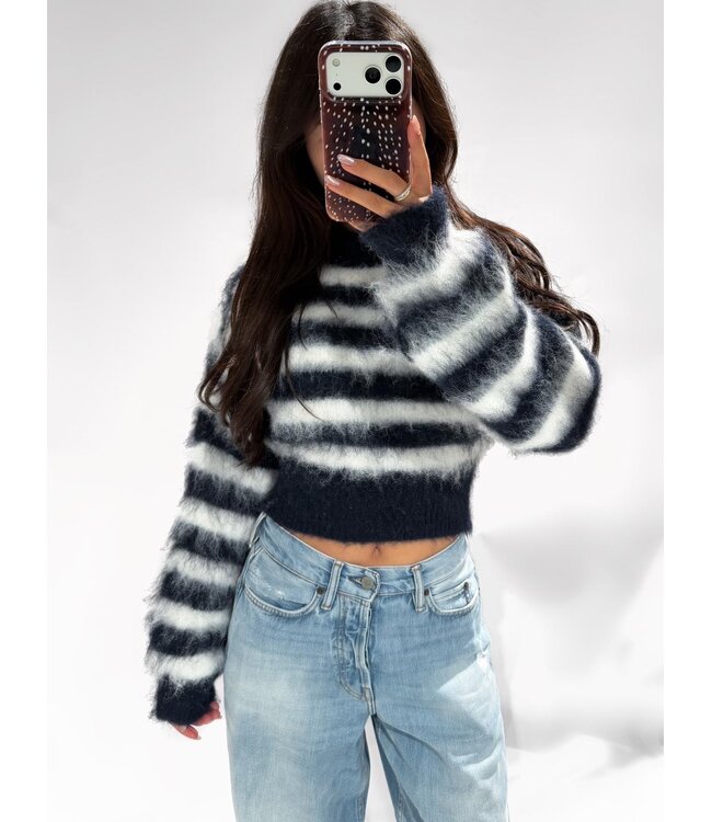 POLLY SWEATER - NAVY/WHITE