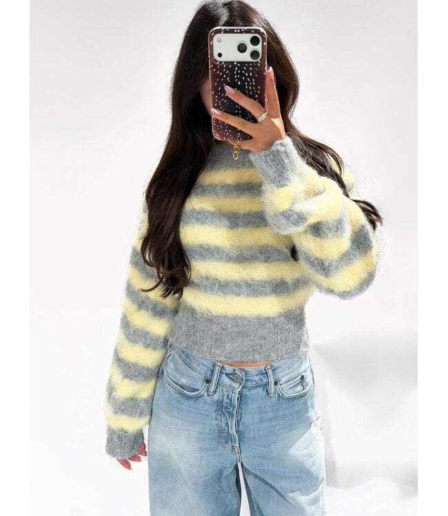 POLLY SWEATER - YELLOW/GREY