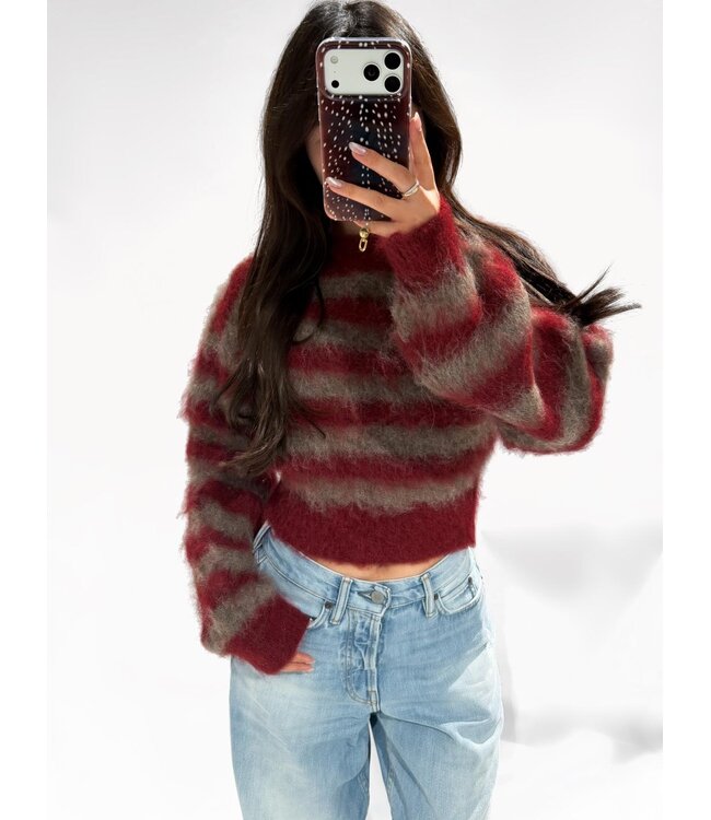 POLLY SWEATER - RED/BROWN