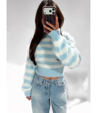 POLLY SWEATER - SKY/WHITE