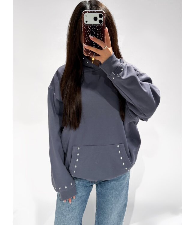 STUDS HOODIE - RF0063 - DARK SLATE BLUE