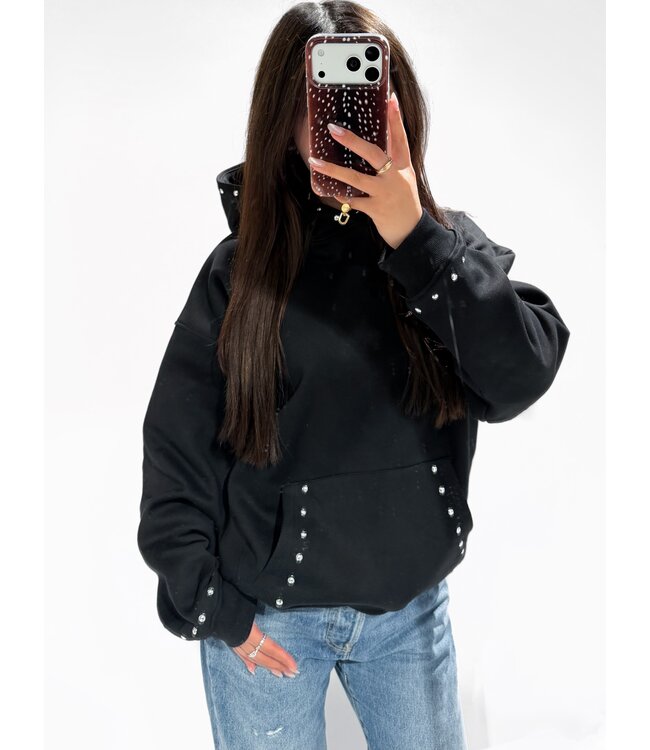 STUDS HOODIE - RF0063 - BLACK