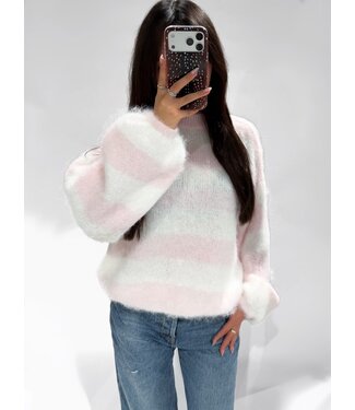 MOLLY SWEATER - PINK/WHITE
