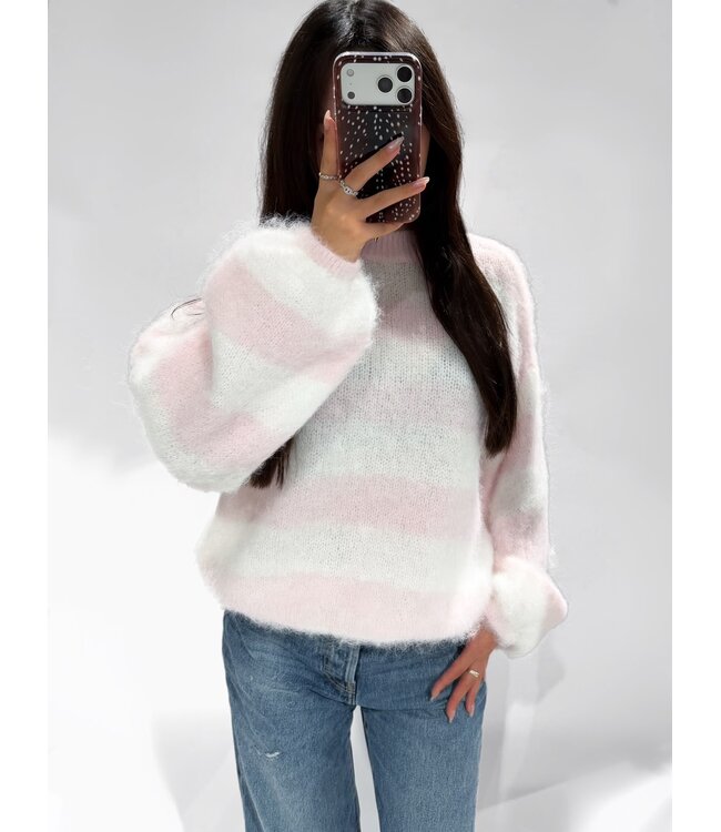 MOLLY SWEATER - PINK/WHITE