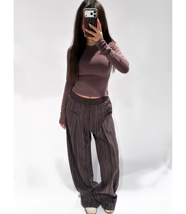 STRIPE TROUSERS - LVC1145 - BROWN