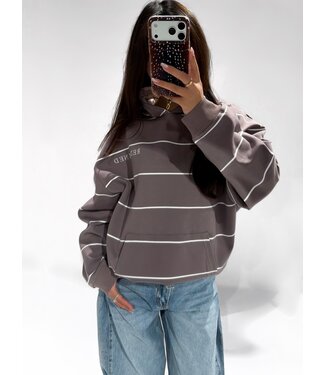 STRIPED HOODIE - RF0070 - TAUPE