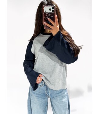 (PRE-ORDER) BASEBALL LONG SLEEVE - NAVY/GREY