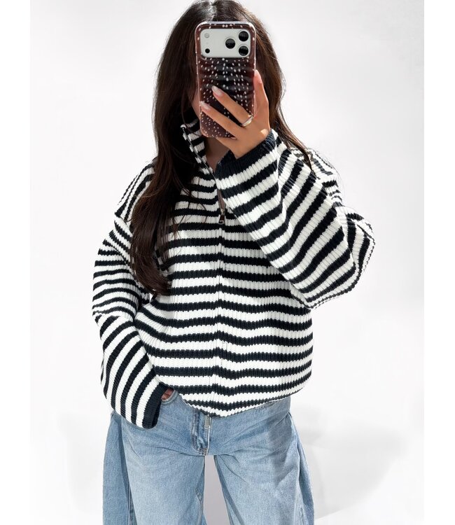 FREYA ZIP CARDIGAN - LVC1047 - STRIPED