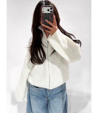 FREYA ZIP CARDIGAN - LVC1047 - WHITE