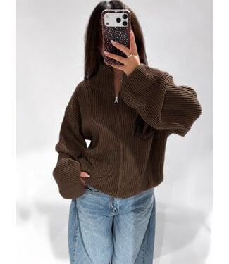 FREYA ZIP CARDIGAN - LVC1047 - BROWN