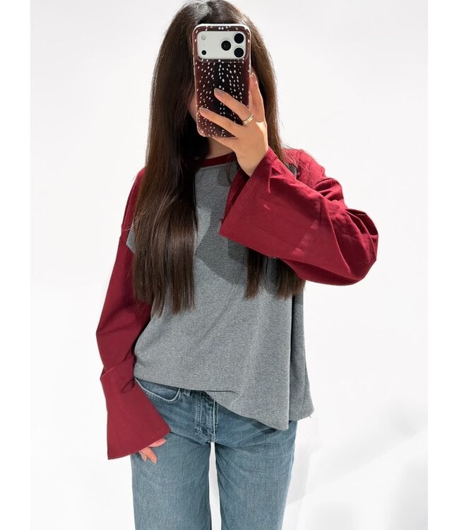 BASEBALL LONG SLEEVE - BORDEAUX / GREY
