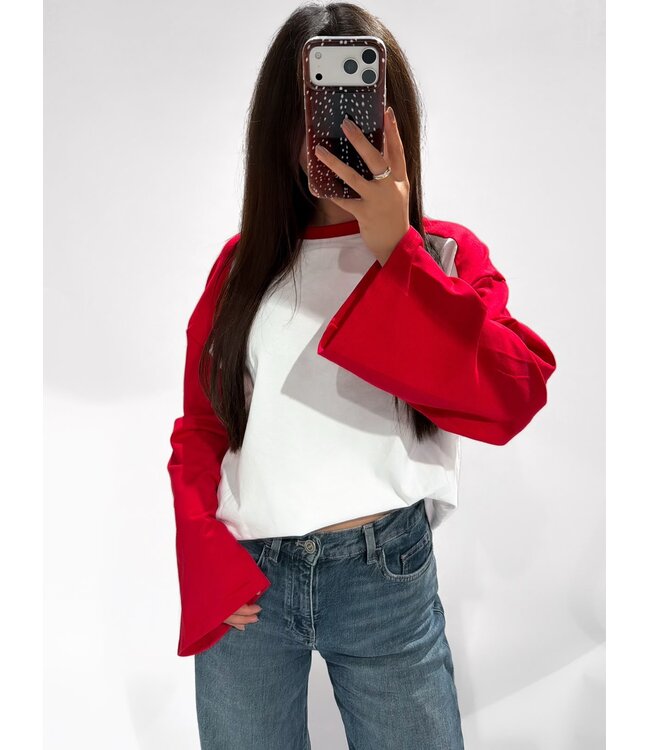 BASEBALL LONG SLEEVE - RED/WHITE