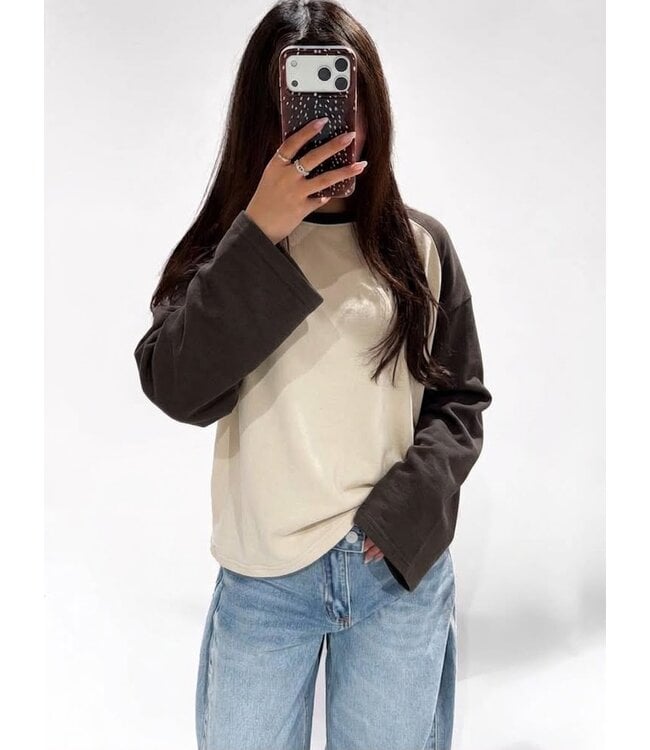 BASEBALL LONG SLEEVE - BROWN/BEIGE