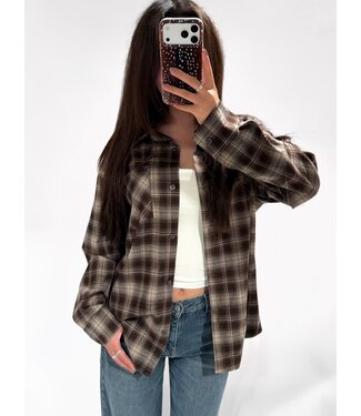 FLANNEL TOP - BROWN