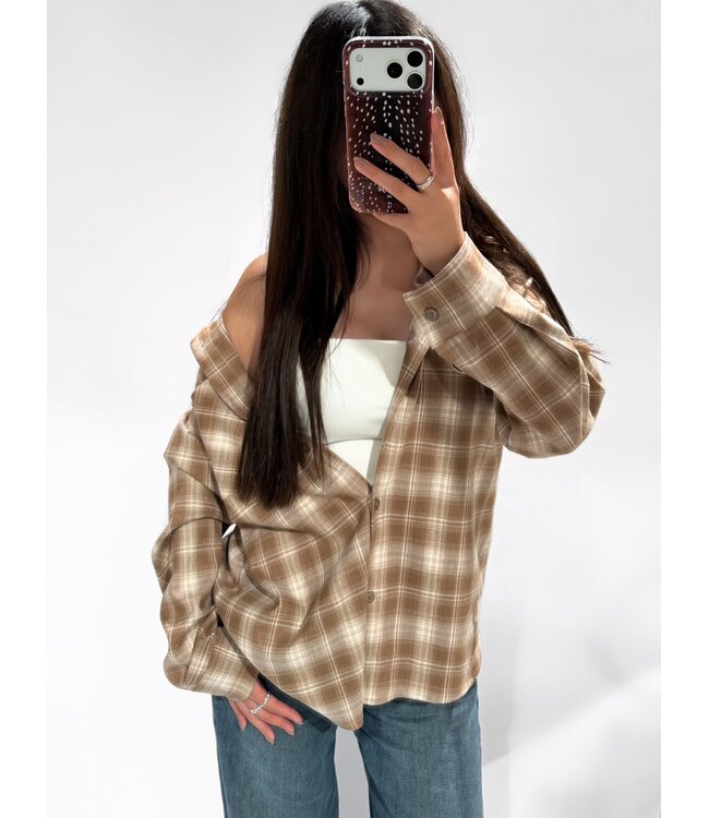 FLANNEL TOP - CARAMEL