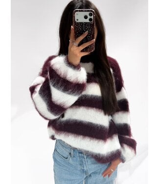MOLLY SWEATER - CHERRY/WHITE