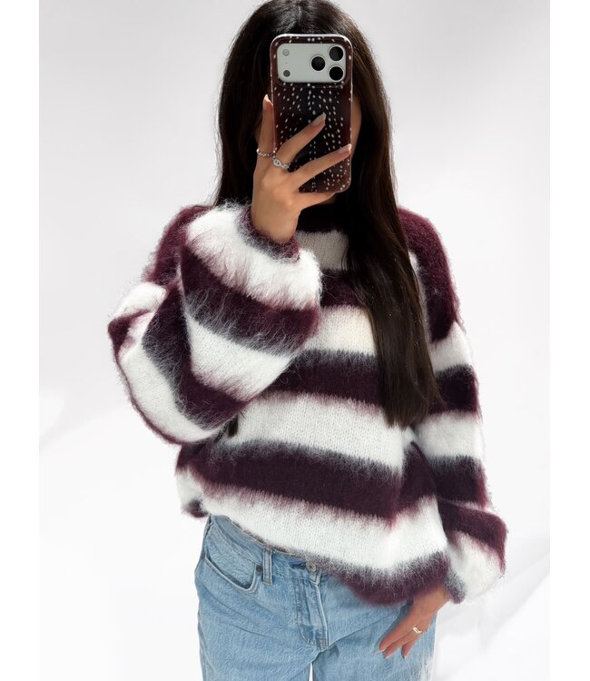 MOLLY SWEATER - CHERRY/WHITE