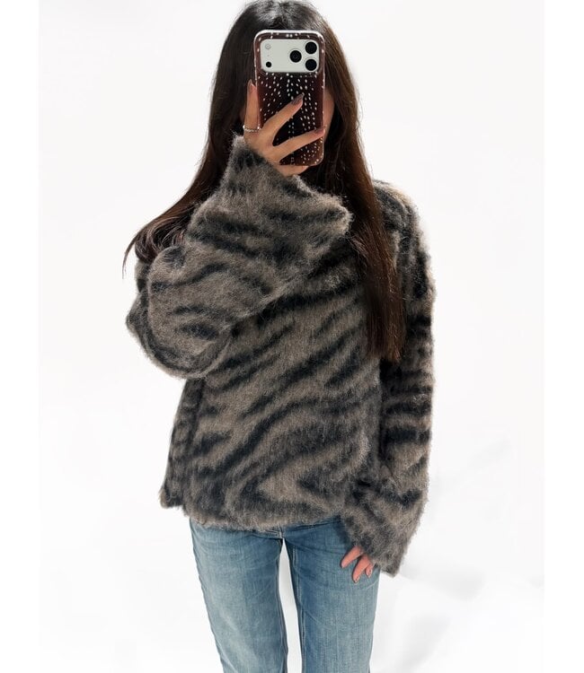 ZEBRA SWEATER - TAUPE