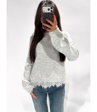 MAEVE LACE SWEATER - GREY