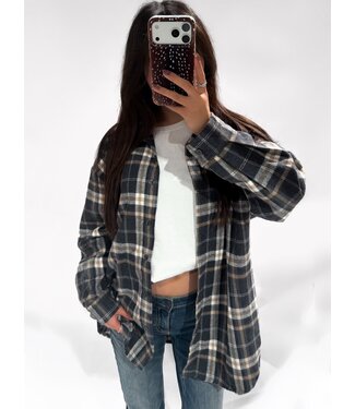 OVERSIZED FLANNEL TOP - GREY