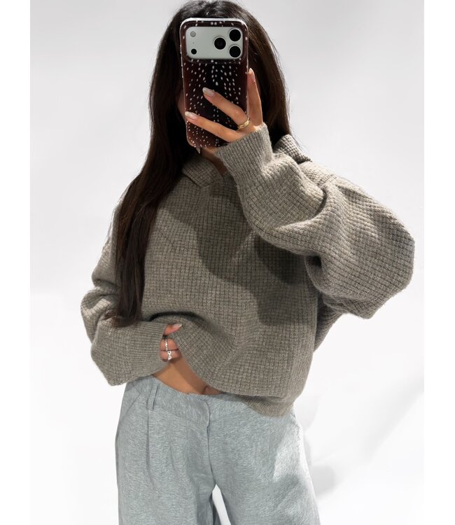 KNIT HOODIE - LVC1148 - TAUPE