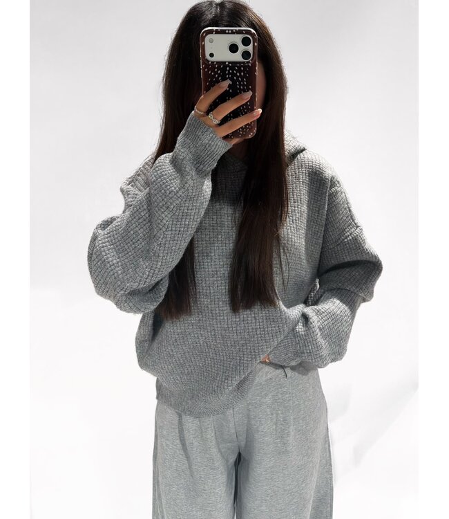 KNIT HOODIE - LVC1148 - GREY