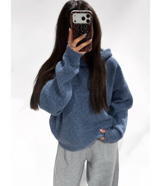 KNIT HOODIE - LVC1148 - DENIM