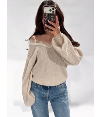 LUMI LACE SWEATER - LVC1142 - BEIGE
