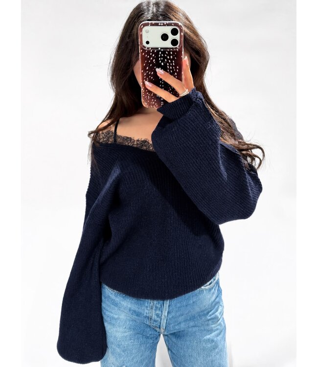 LUMI LACE SWEATER - LVC1142 - NAVY