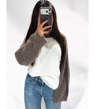 BASEBALL SWEATER - BROWN/WHITE