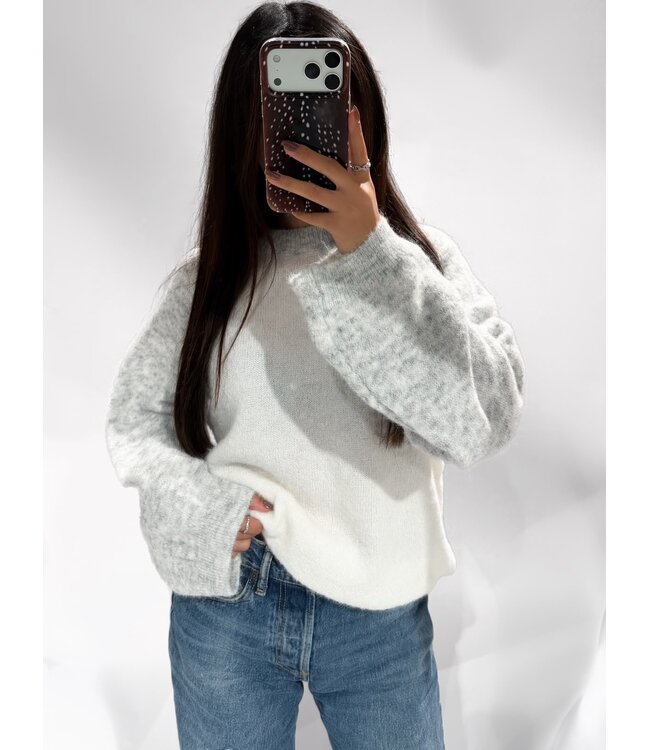BASEBALL SWEATER - GREY/WHITE