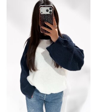 BASEBALL SWEATER - NAVY/WHITE