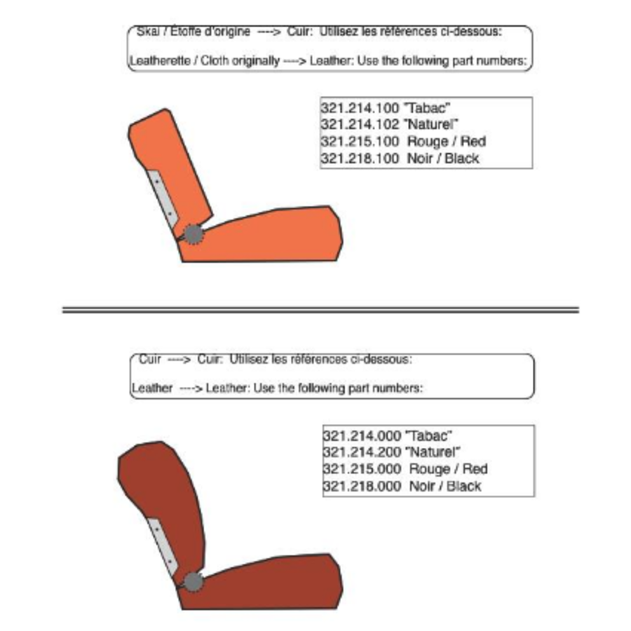 Voorstoelhoes lichtbruin leer voor schuim Citroën ID/DS-3