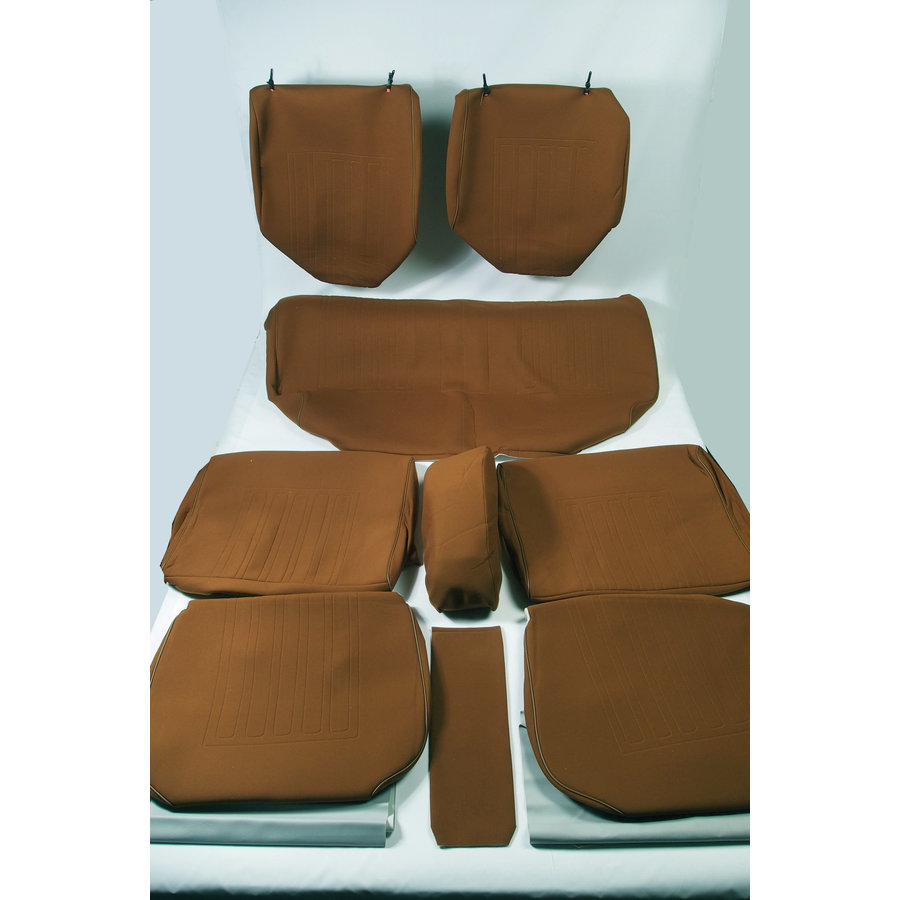 Garniture complète (2 sièges AV + 1 banquette AR) en étoffe caramel unie imprimé gauffre Citroën ID/DS-3