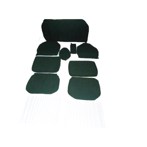  ID/DS Garniture complète (2 sièges AV + 1 banquette AR) en étoffe vert unie imprimé gauffre Citroën ID/DS 