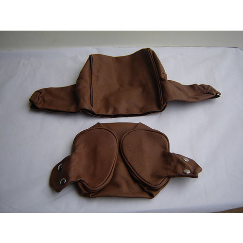  ID/DS Head rest cover with brown leather trimming wide model 2 pieces Citroën ID/DS 