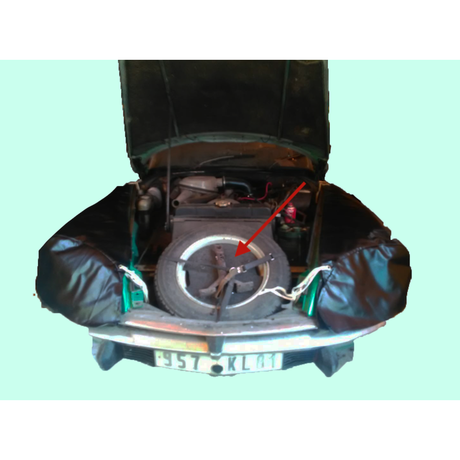 Kit dans la roue de secour pour support bidon d'huile et outils Citroën ID/DS-1