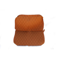 thumb-Original seat cover set for rear bench in gold color cloth Charleston Citroën 2CV-1