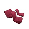 2CV Original seat cover set for two front seats (2 rounded corners) and a rear bench in red cloth Charleston Citroën 2CV