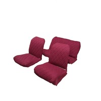 thumb-Original seat cover set for two front seats (2 rounded corners) and a rear bench in red cloth Charleston Citroën 2CV-2