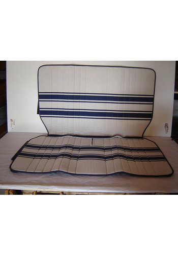  2CV Original seat cover set for rear bench in white/blue cloth Transat / France 3 Citroën 2CV 