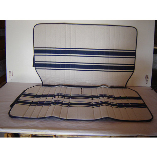  Citroën 2CV Original seat cover set for rear bench in white/blue cloth Transat / France 3 Citroën 2CV 