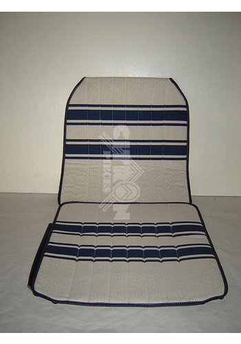  2CV Original seat cover set for front L seat (2 round angles) in white/blue cloth Transat / France 3 Citroën 2CV 