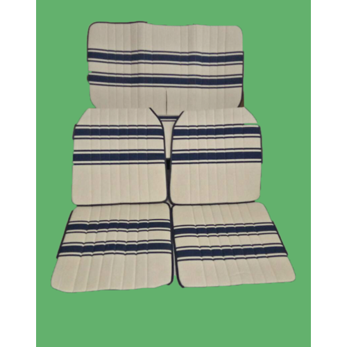  Citroën 2CV Originele hoes set: 2 voorstoelen + 1 achterbank blauw stof Transat 