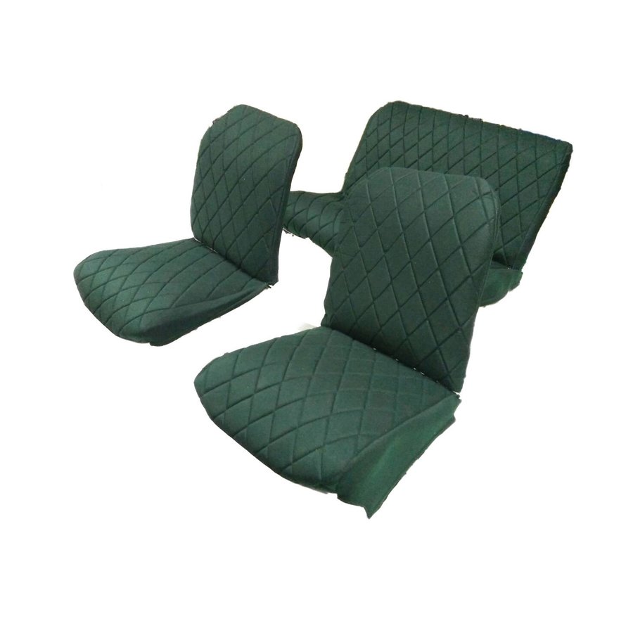 Originele hoes set: 2 voorstoelen + 1 achterbank groen stof Charleston Citroën 2CV-2