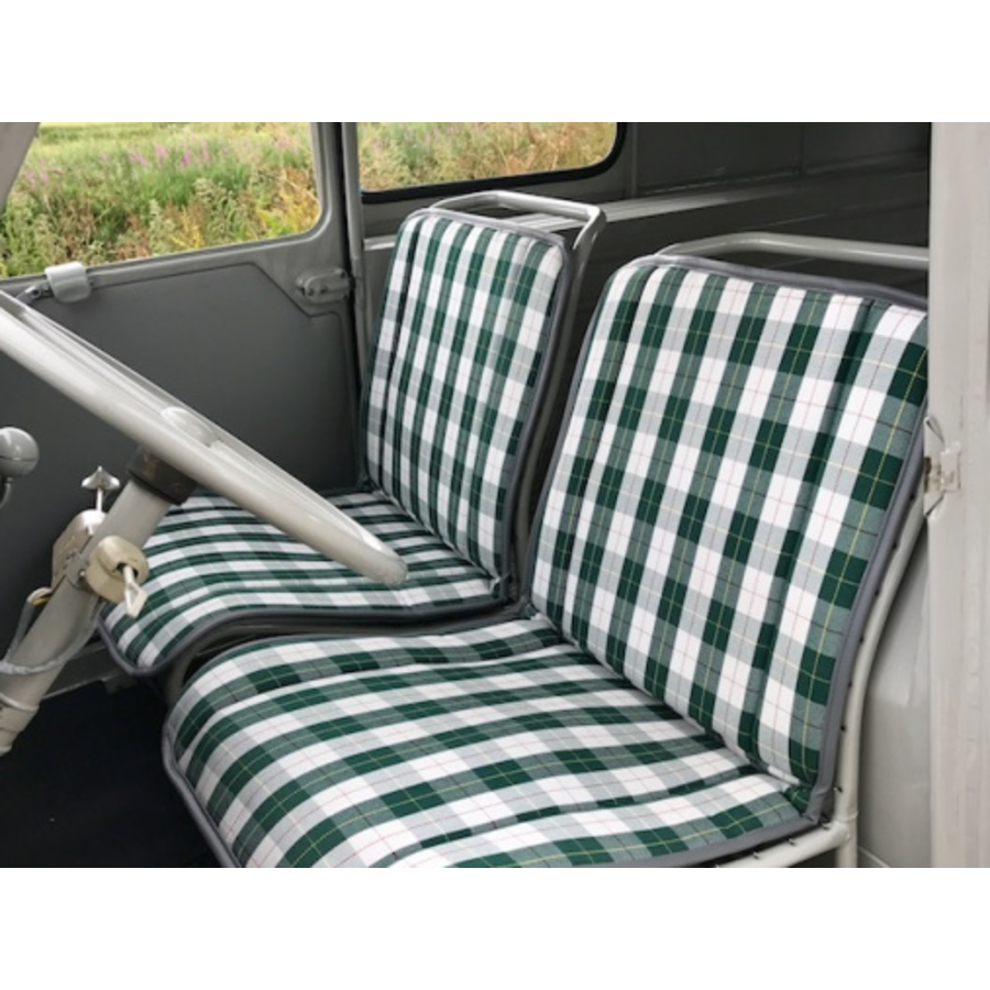 Housse d'origine pour siège en étoffe vert (Copie éxacte du Dessin d' Origine Vert Ecossai) années '50 '60 Citroën 2CV-1
