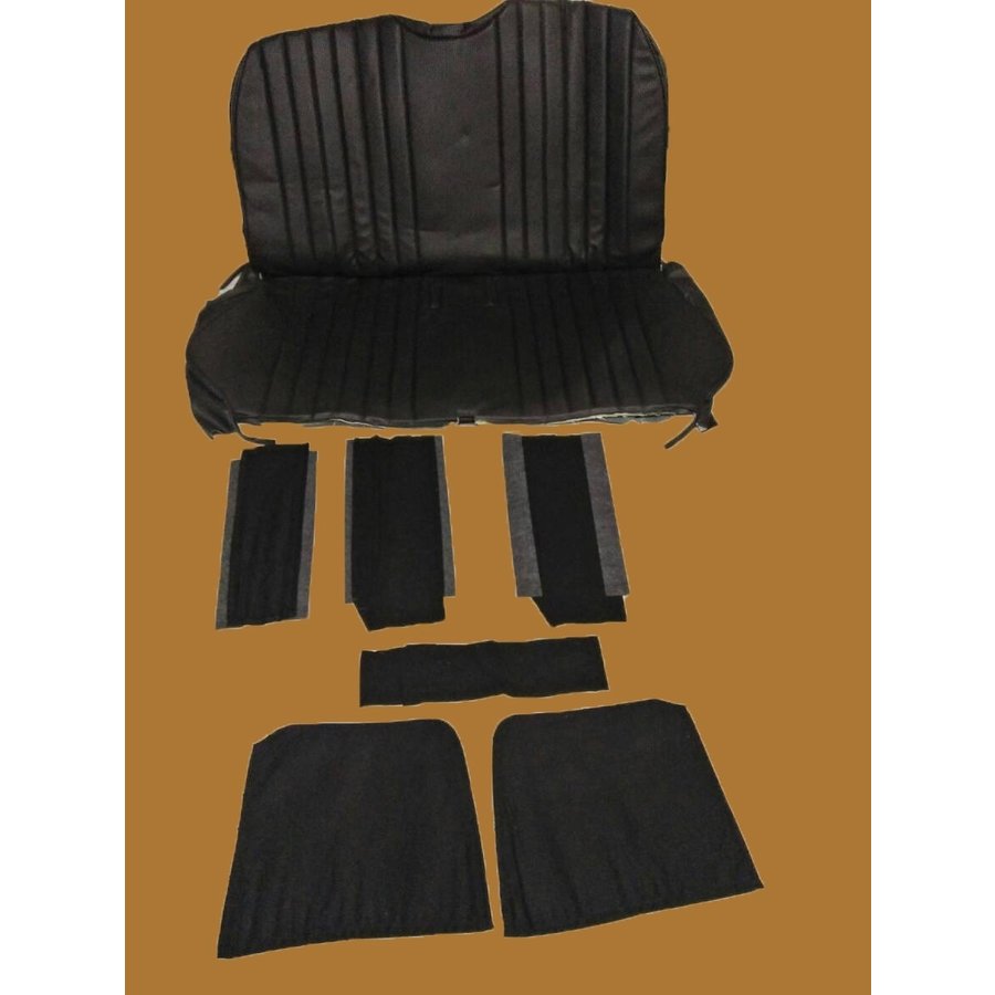 Original seat cover set in black leatherette for foldable rear bench Dyane Citroën 2CV-4