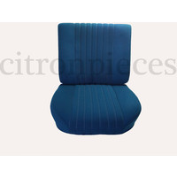 Jeu de Garniture pour PA AV avec un nouveau montage de dossier en mousse préparé pour appui tête modèle étroit en tissu bleu (partie central em 2 tons) Assise +dos+panneau AR (simili blanchâtre) Citroën ID/DS