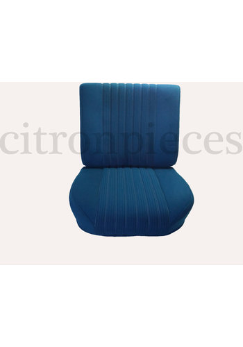  Citroën ID/DS Jeu de Garniture pour PA AV avec un nouveau montage de dossier en mousse préparé pour appui tête modèle étroit en tissu bleu (partie central em 2 tons) Assise +dos+panneau AR (simili blanchâtre) Citroën ID/DS 