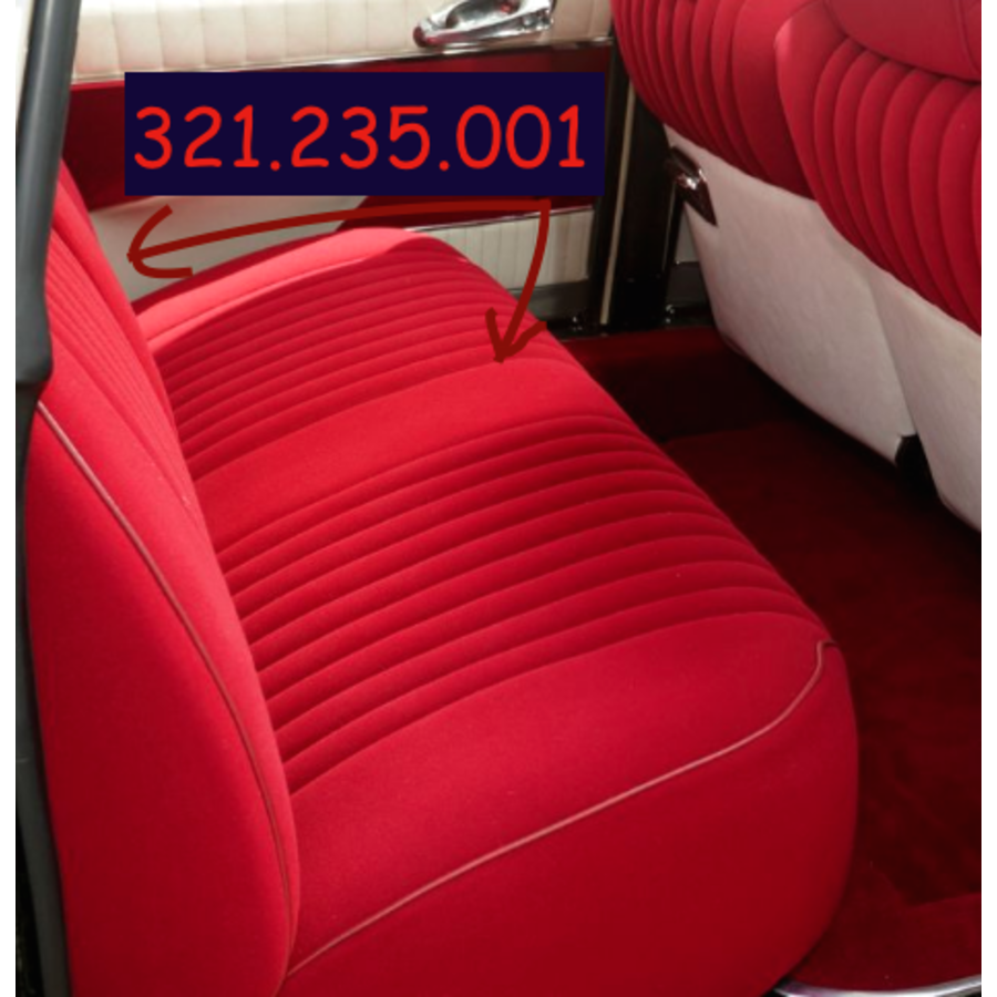 Garniture pour banquette AR en étoffe rouge unie pour assise 1 pièce dossier 4 pièces Citroën ID/DS-1